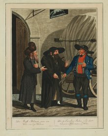 Georg Emanuel Opitz: The Polish Jews and the heavy goods carter in Vienna, coloured aquatint, c. 1810
