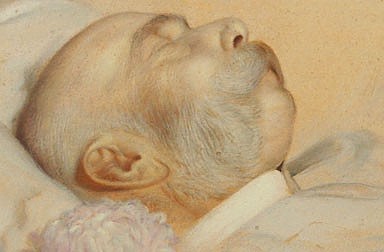 Franz v. Matsch: Kaiser Franz Joseph am Sterbebett, Ölgemälde, 1916