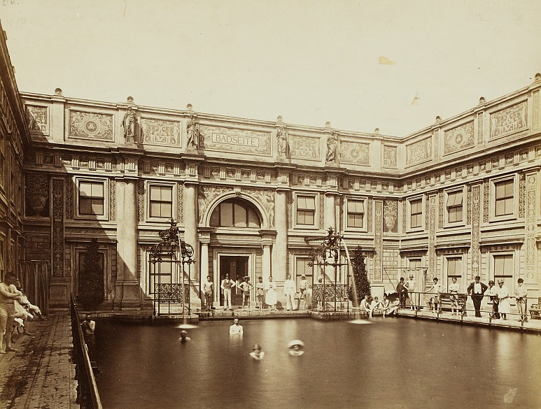 Interior view of the Roman Baths in Vienna, photograph, c. 1900
