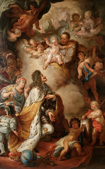Kaiser Leopold I. übergibt die Erblande dem Schutz des hl. Joseph, Gemälde, um 1690