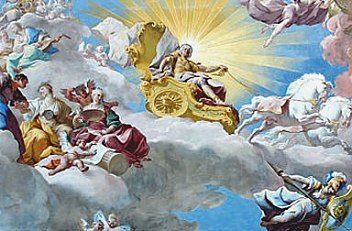 Paul Troger: Apotheosis of Charles V, ceiling fresco above the Emperor Staircase at Göttweig Abbey, 1739