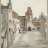 Albrecht Dürer: Hof der Innsbrucker Burg (ohne Wolken), Aquarell, um 1495