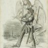 Joseph Lancedelli: ‘How the Old Age gladly lost its pigtail to the spirit of the New’, chalk lithograph, 1848