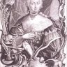 Maria Theresa, half-length portrait against drapery, framed in an opulent Baroque cartouche, mezzotint