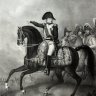 Napoleon Bonaparte on horseback, lithograph, 1840
